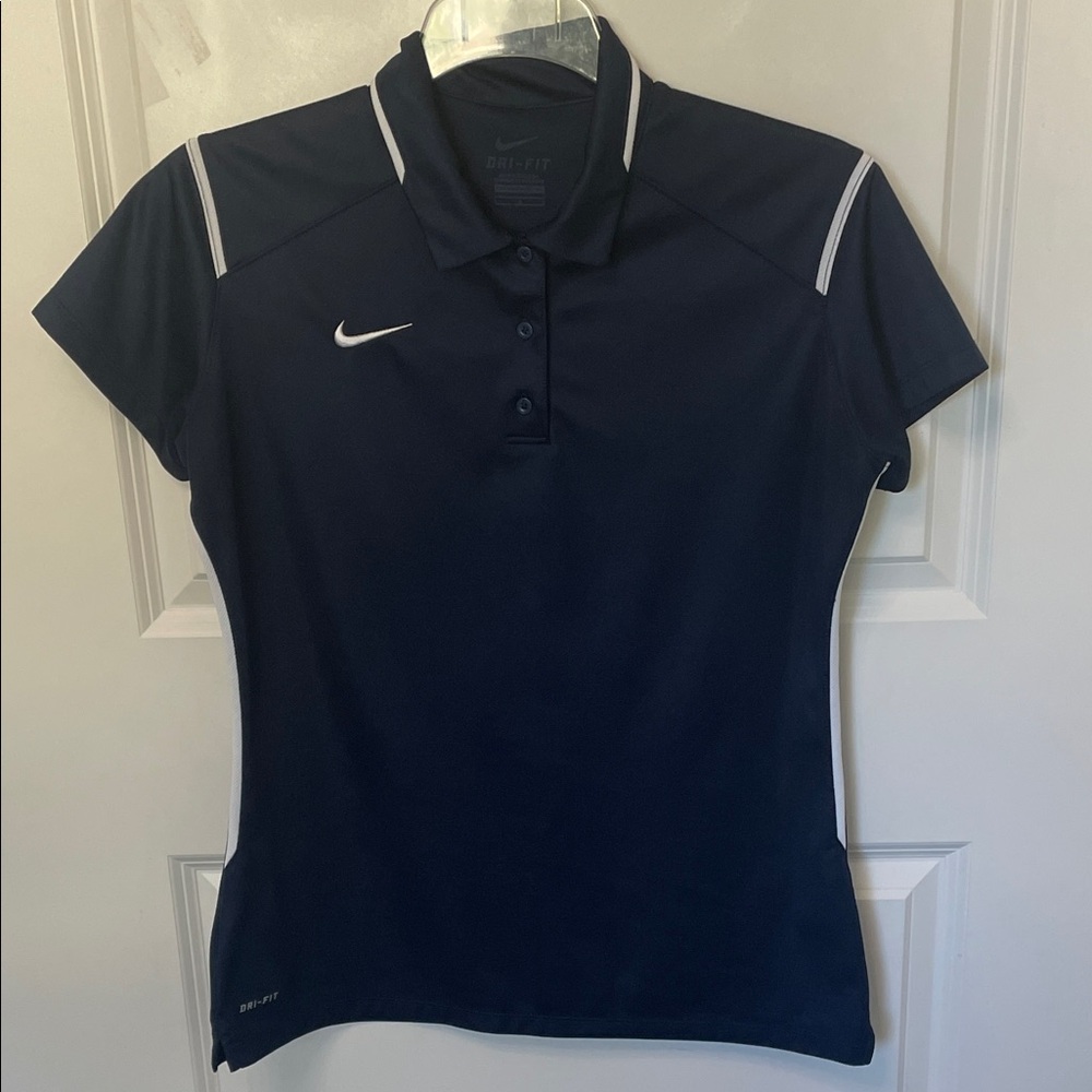 Nike Women’s Dri Fit Navy Polo Shirt Large Activewear Golf